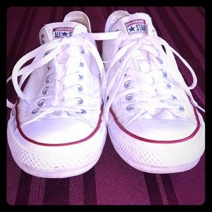 White Converse, red lining. Size 11